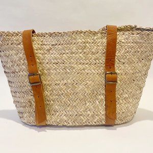 COPY - Market Palm Leaf Backpack W/ Leather Straps